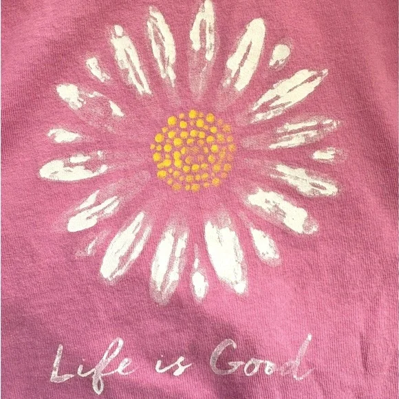 Life Is Good Pink Long Sleeve Hooded Tshirt With Daisy, Large, 100% Cotton - Picture 4 of 6